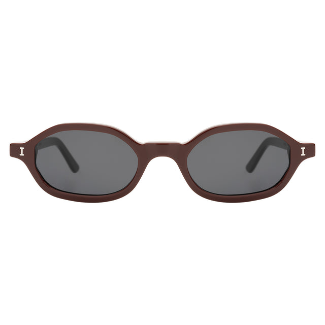 Munich Sunglasses front view in Bordeaux with Grey Flat