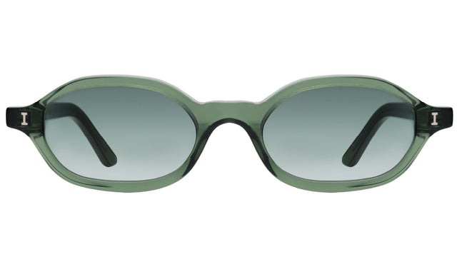 Munich Sunglasses front view in Pine with Olive Flat Gradient