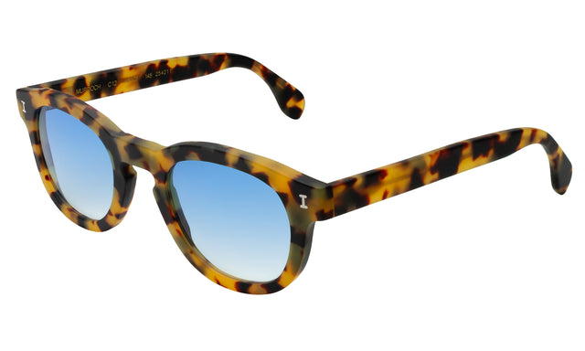 Murdoch Sunglasses Side Profile in Matte Tortoise / Blue Gradient See Through