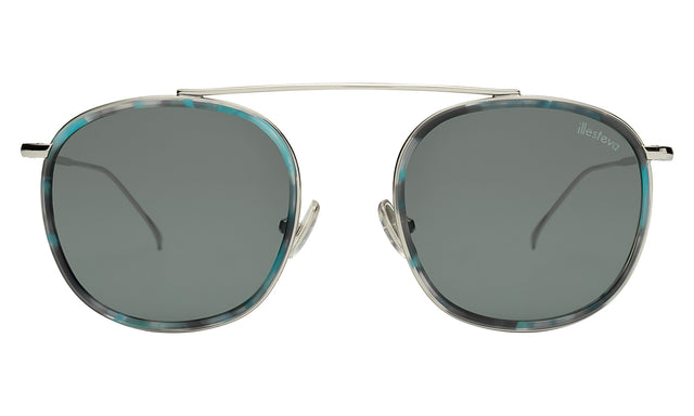 Mykonos Ace Sunglasses in Dark Ice/Silver with Olive Flat