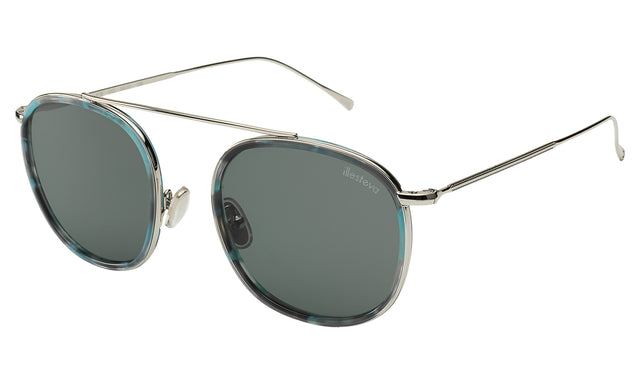 Mykonos Ace Sunglasses Side Profile in Dark Ice/Silver / Olive Flat
