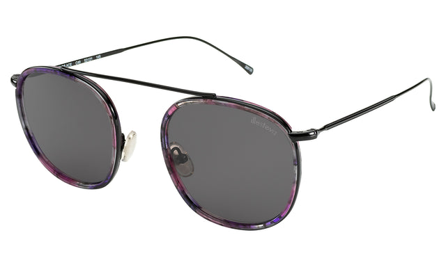Mykonos Ace Sunglasses Side Profile in Iris/Black / Grey Flat