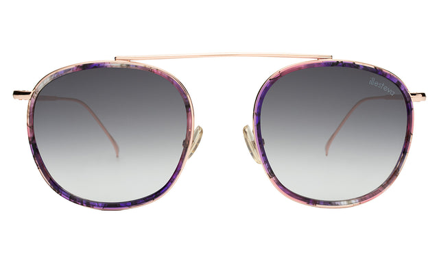Mykonos Ace Sunglasses in Iris/Rose Gold with Grey Flat Gradient