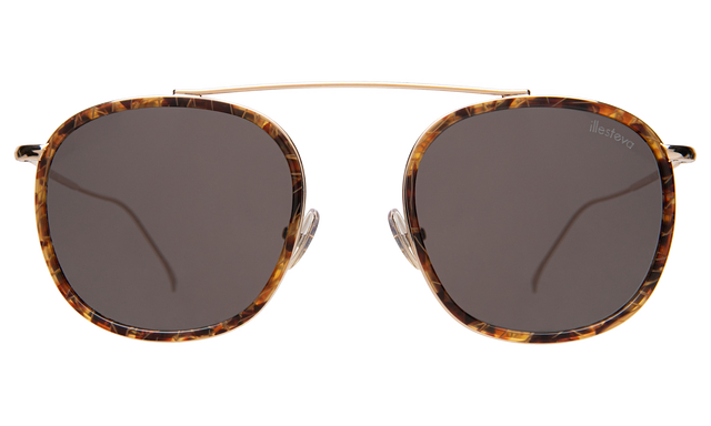 Mykonos Ace Sunglasses in Pecan/Gold with Grey Flat