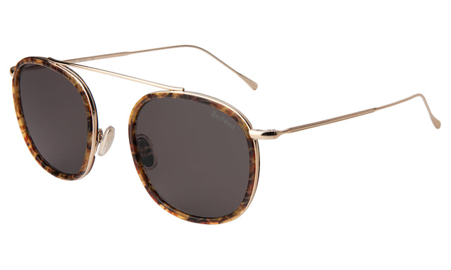 Mykonos Ace Sunglasses Side Profile in Pecan/Gold / Grey Flat