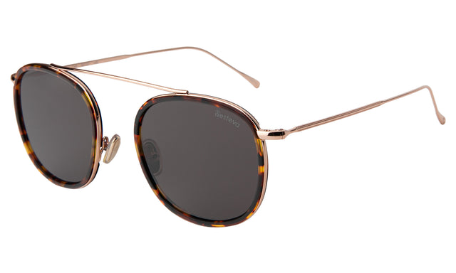Mykonos Ace Sunglasses Side Profile in  Star Tortoise/Rose Gold / Grey Flat