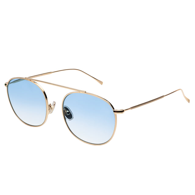 Mykonos M Sunglasses side view in Gold / Blue Flat Gradient See Through