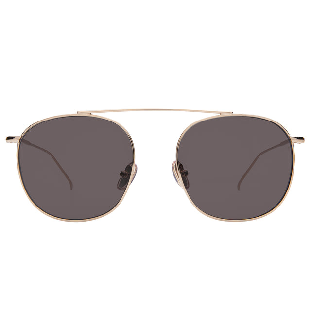 Mykonos M Sunglasses front view in Gold with Grey Flat