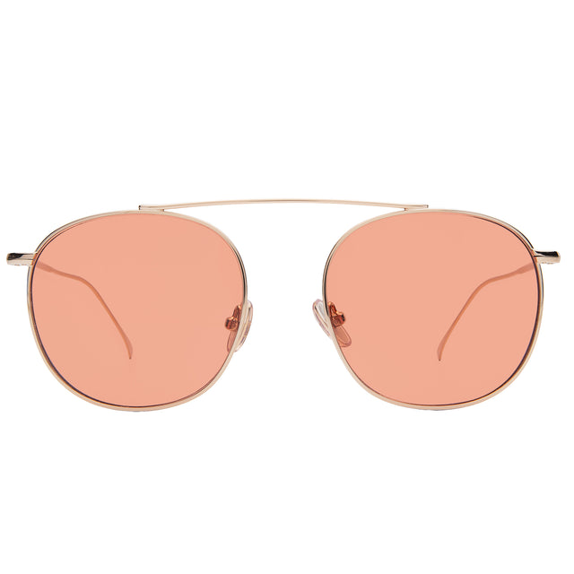 Mykonos M Sunglasses front view in Gold with Sunset Flat