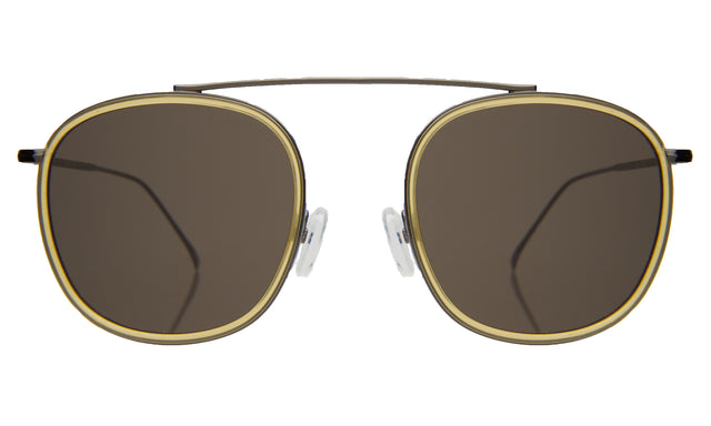 Mykonos Ace Sunglasses front view in Blond/Gunmetal with Grey Flat