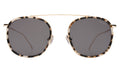 Front view of Mykonos Ace Sunglasses in White Tortoise/Gold/Grey Flat