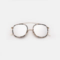 Front view of Mykonos Ace Sunglasses in White Tortoise/Gold/Silver Flat Mirror