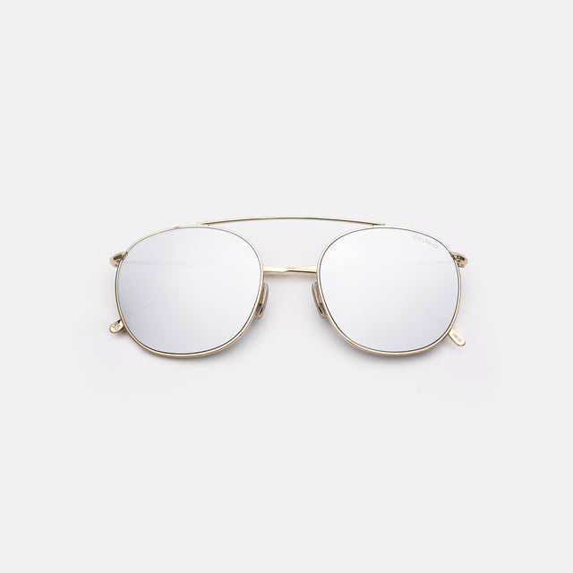 Mykonos II Sunglasses side view in Gold / Silver Flat Mirror