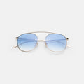 Front view of Mykonos M Sunglasses in Gold/Blue Flat Gradient See Through