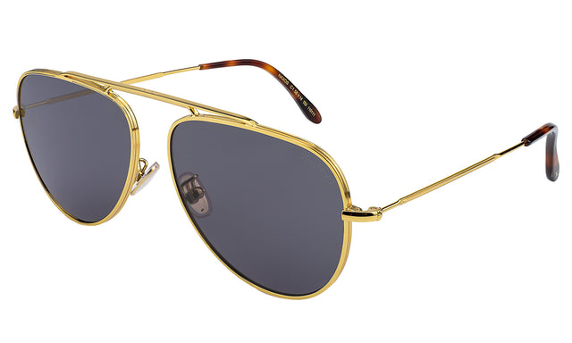 Naxos 58 Sunglasses Side Profile in Gold / Grey Flat