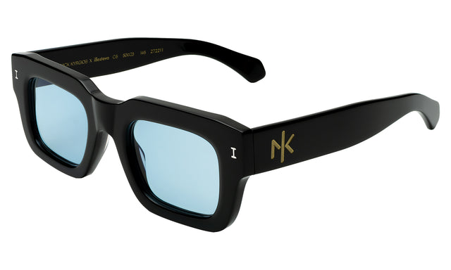 Nick Kyrgios x illesteva 2 Sunglasses Side Profile in Black / Light Blue Flat See Through