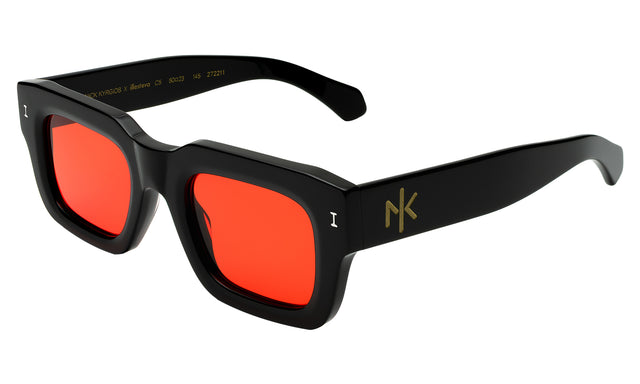 Nick Kyrgios x illesteva 2 Sunglasses Side Profile in Black / Red Flat See Through