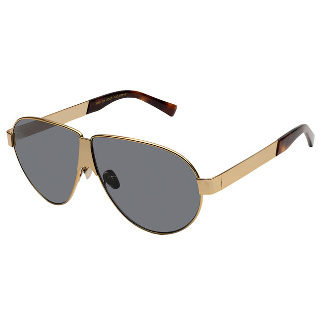 Niki Sunglasses side view in Gold / Grey