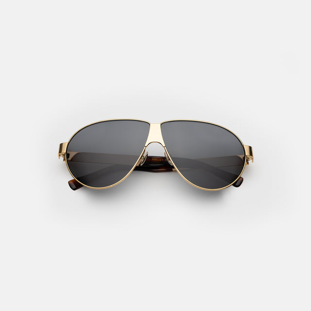 Niki Sunglasses side view in Gold / Grey
