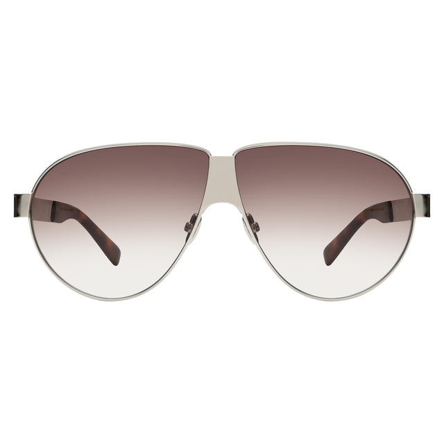 Niki Sunglasses front view in Silver with Brown Gradient