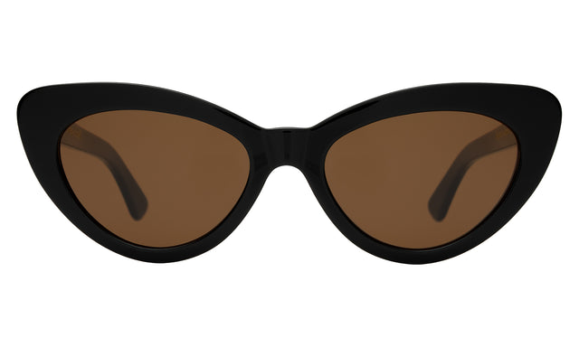 Pamela Sunglasses in Black with Brown Flat