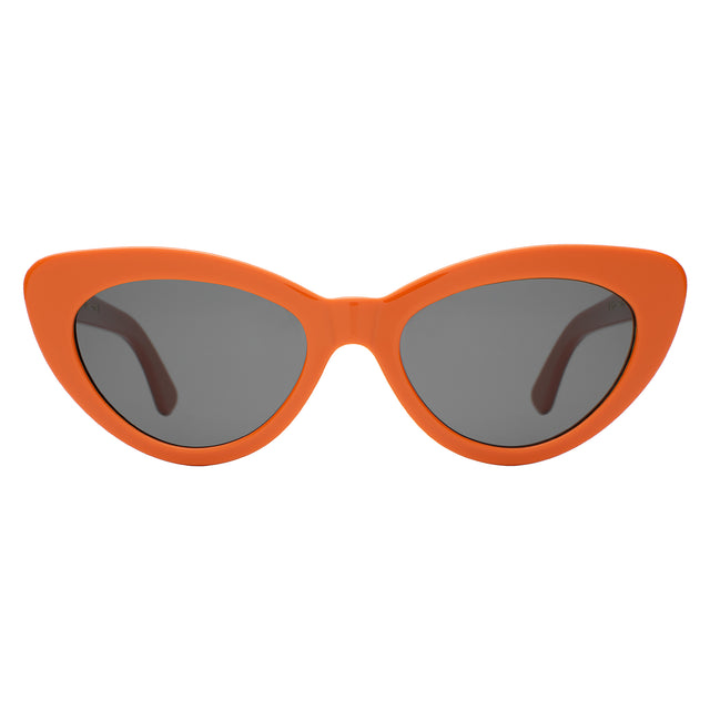 Pamela Sunglasses front view in Aperol with Grey Flat