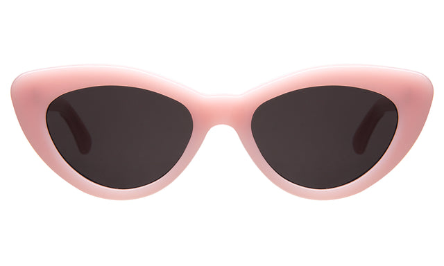 Pamela Sunglasses front view in Pale Pink with Grey Flat