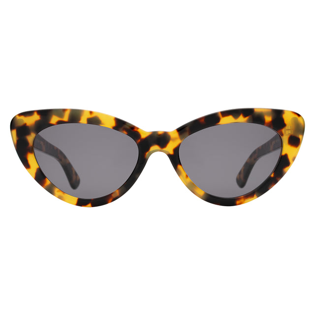 Pamela Sunglasses front view in Tortoise with Grey Flat