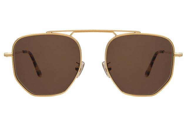 Patmos 58 Sunglasses in Gold with Brown Flat
