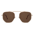Front view of Patmos 58 Sunglasses in Rose Gold/Brown Flat