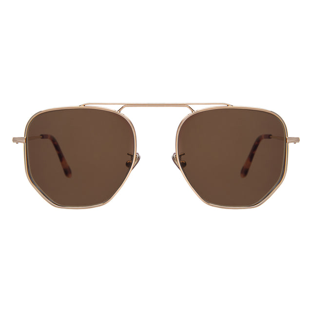 Patmos 58 Sunglasses front view in Rose Gold with Brown Flat
