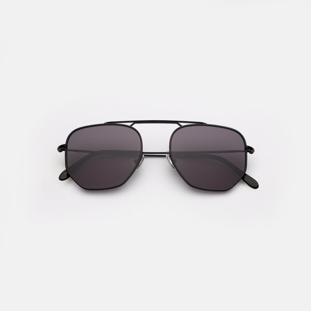 Patmos Sunglasses side view in Black / Grey Flat