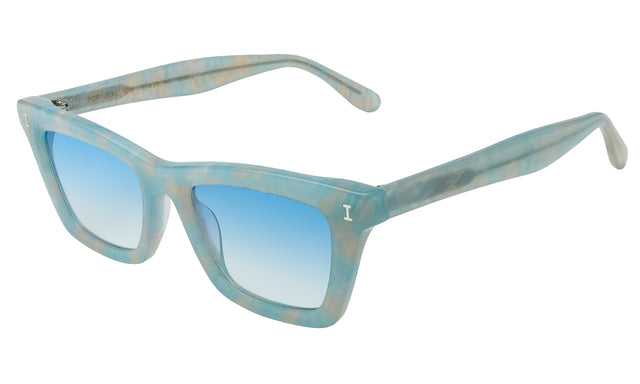 Portugal Sunglasses Side Profile in Celeste / Blue Flat Gradient See Through