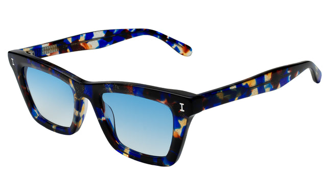 Portugal Sunglasses Side Profile in Mariposa / Blue Flat Gradient See Through