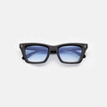 Front view of Portugal Sunglasses in Black/Gold/Blue Flat Gradient See Through