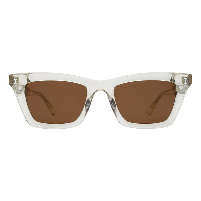 Portugal Sunglasses front view in Champagne with Brown Flat