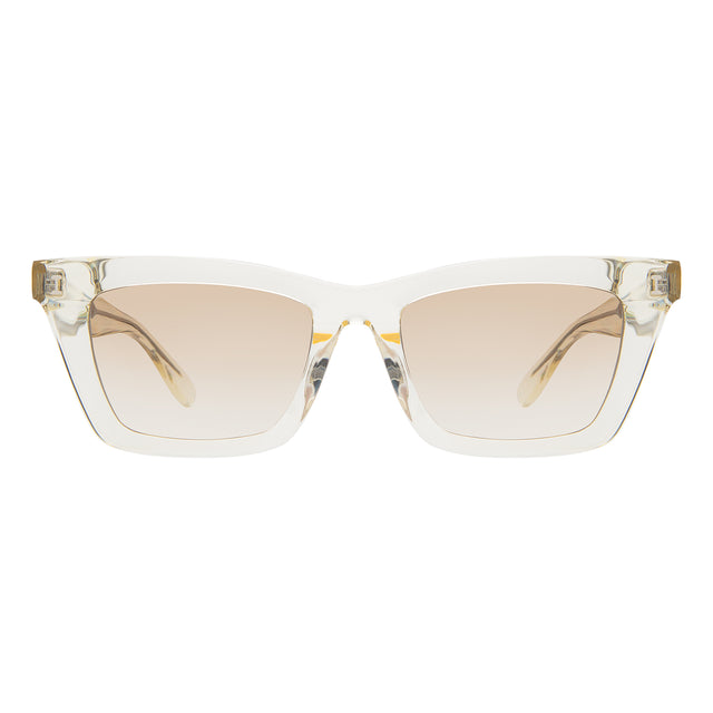 Portugal Sunglasses front view in Champagne with Taupe Flat Gradient