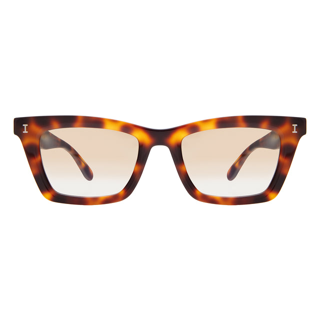 Portugal Sunglasses front view in Havana with Taupe Flat Gradient