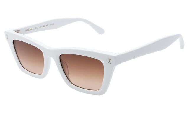 Portugal Sunglasses Side Profile in White / Brown Flat Gradient