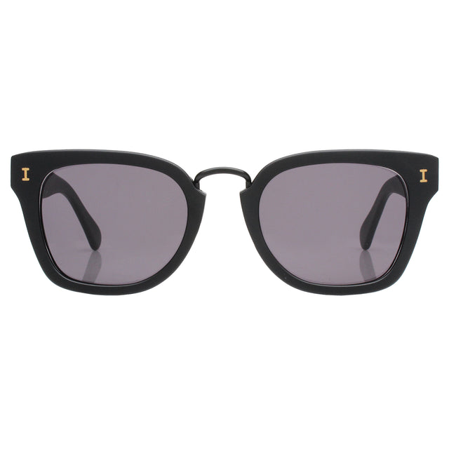 Positano Sunglasses front view in Matte Black with Grey