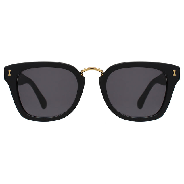  Positano Sunglasses front view in Matte Black/Gold with Grey