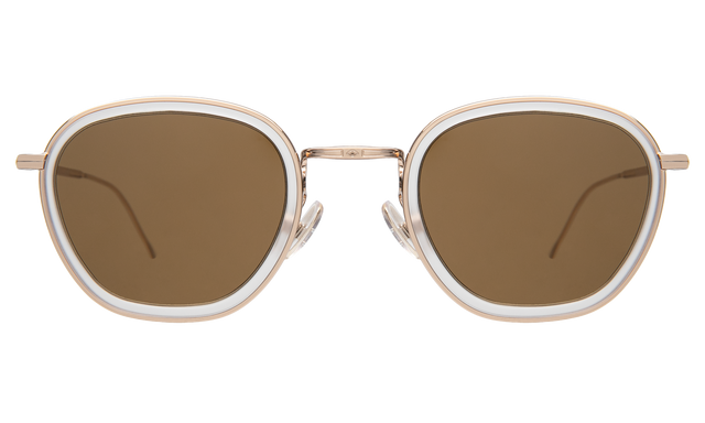Prince Tate Sunglasses in Matte Clear/Gold with Brown Flat