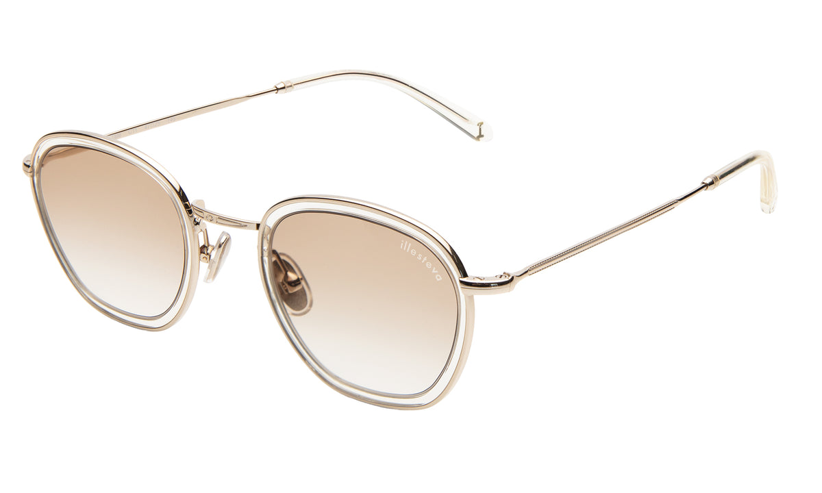 Prince Tate Sunglasses in Champagne with Gold lenses, side view