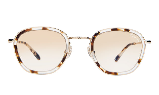 Prince Tate Sunglasses front view in White Tortoise/Gold with Taupe Flat Gradient