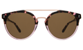 Front view of Puglia Sunglasses in Cherry Blossom/Rose Gold/Brown Flat