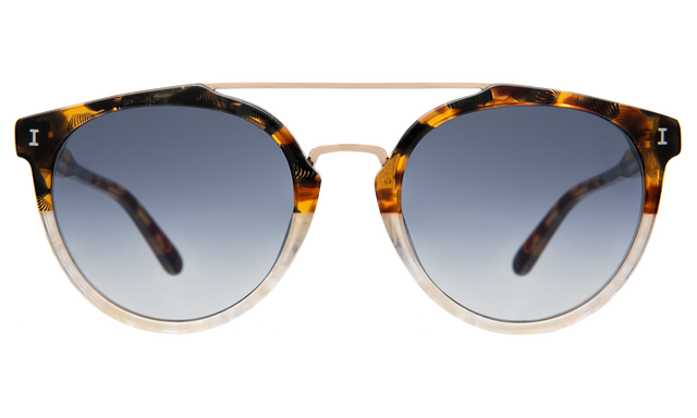 Puglia Sunglasses in H/H Maple Bone/Gold with Silver Flat Mirror Gradient