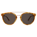 Front view of Puglia Sunglasses in Amber/Rose Gold/Grey Flat