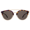 Front view of Puglia Sunglasses in H/H Rum Raisin Bone/Gold/Grey Flat