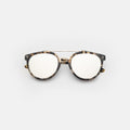 Front view of Puglia Sunglasses in White Tortoise/Gold/Silver Flat Mirror