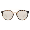 Front view of Puglia Sunglasses in White Tortoise/Gold/Silver Flat Mirror